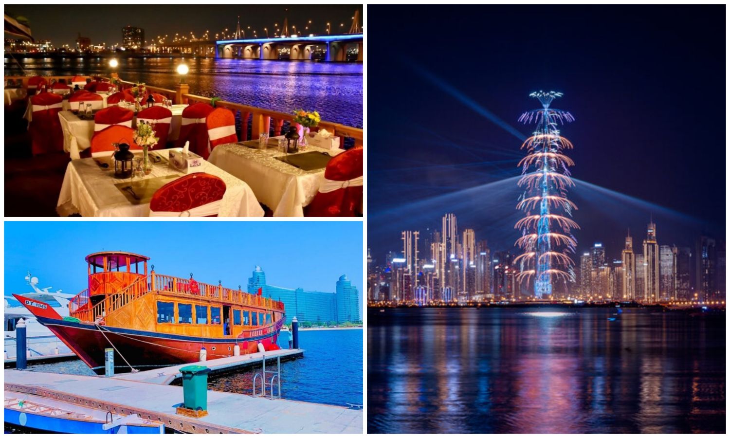 Early Bird Promo - New Years Eve Dinner Cruise in Dubai Canal - 3 hours Cruising with Burj Khalifa Fireworks Views