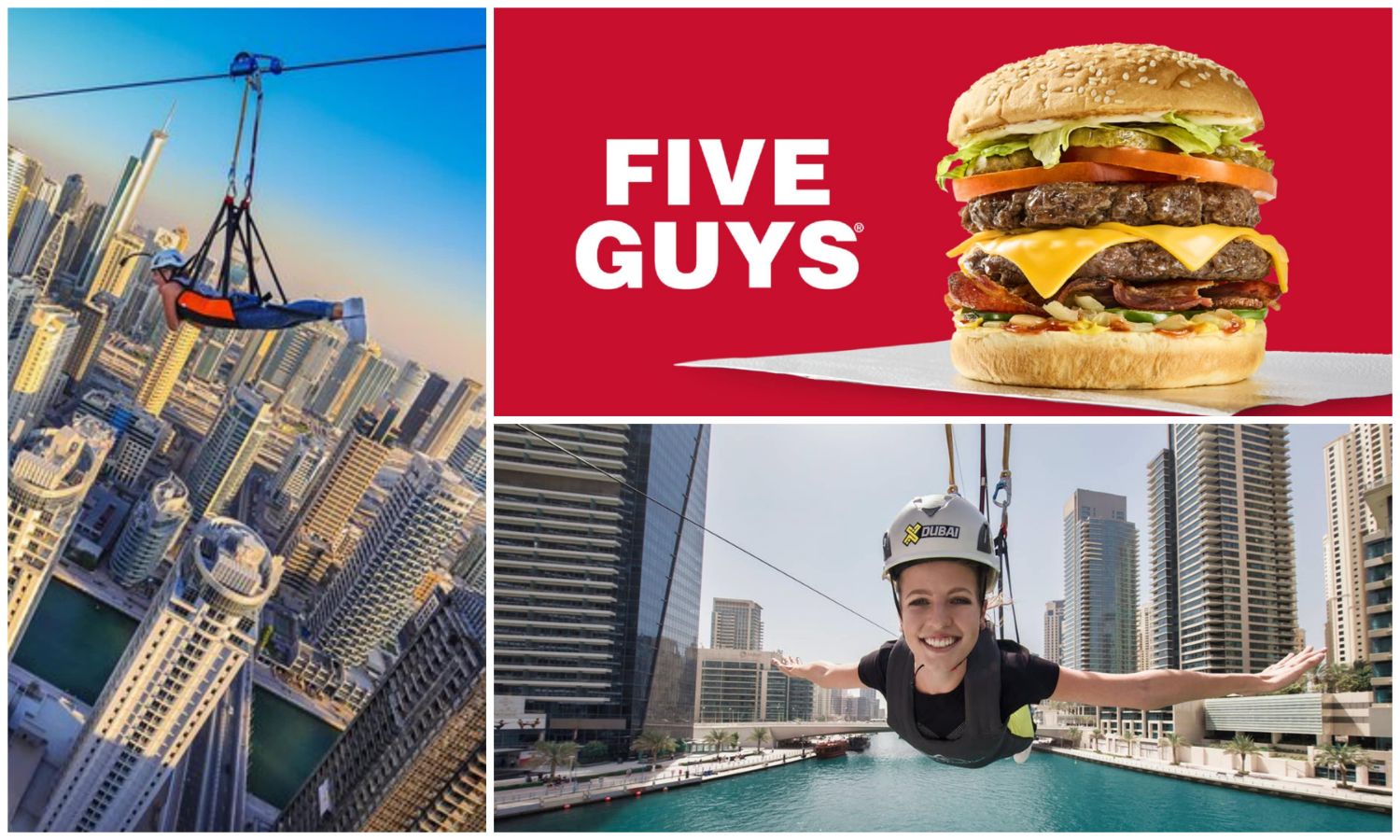 XLine Dubai Marina - The World's Longest Urban Zipline (Images & Video Recording of the Jump Included) - Free Five Guys Meal